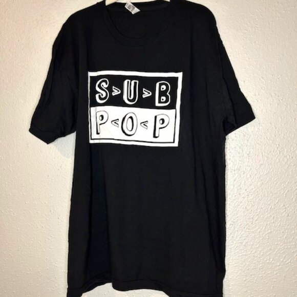 Sup Pop Logo Black T-Shirt Size 2XL - Picture 1 of 3